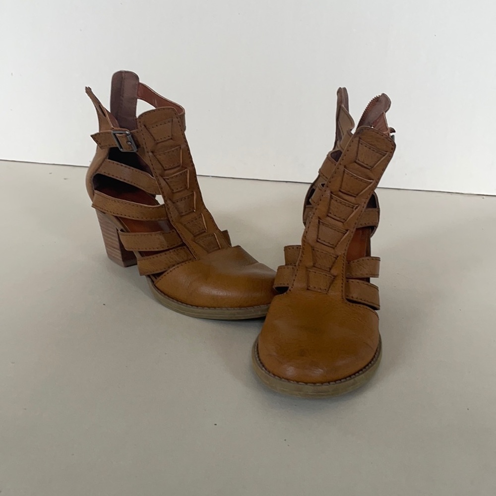 Tan leather booties